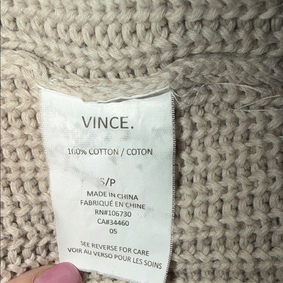 Vince Women's V-Neck Cream Cotton Knitted fairy indie western Over-sized Sweater - Picture 6 of 7